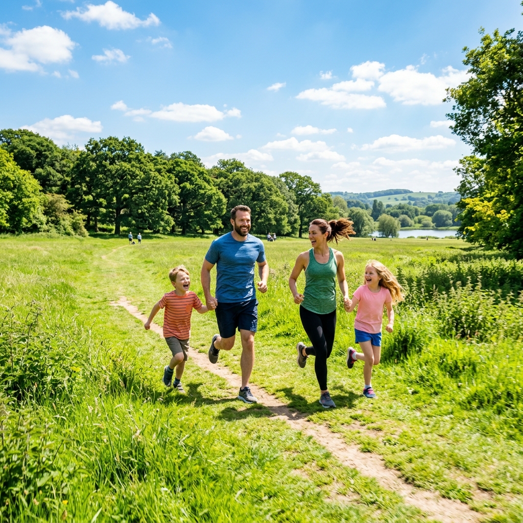 Happy family outdoors